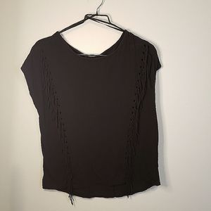 3 for $8 Forever 21 Fringed Black Tee Large